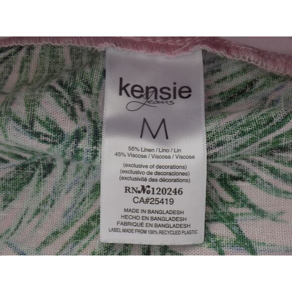 Kensie tropical print linen blend pull on pants wide leg size Medium - Picture 6 of 6